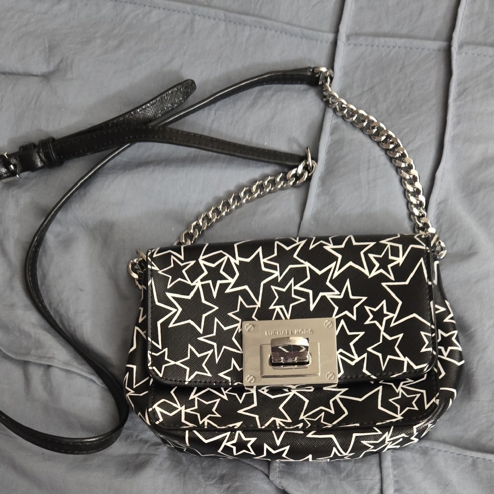 Michael Kors Black and White Star Crossbody Bag